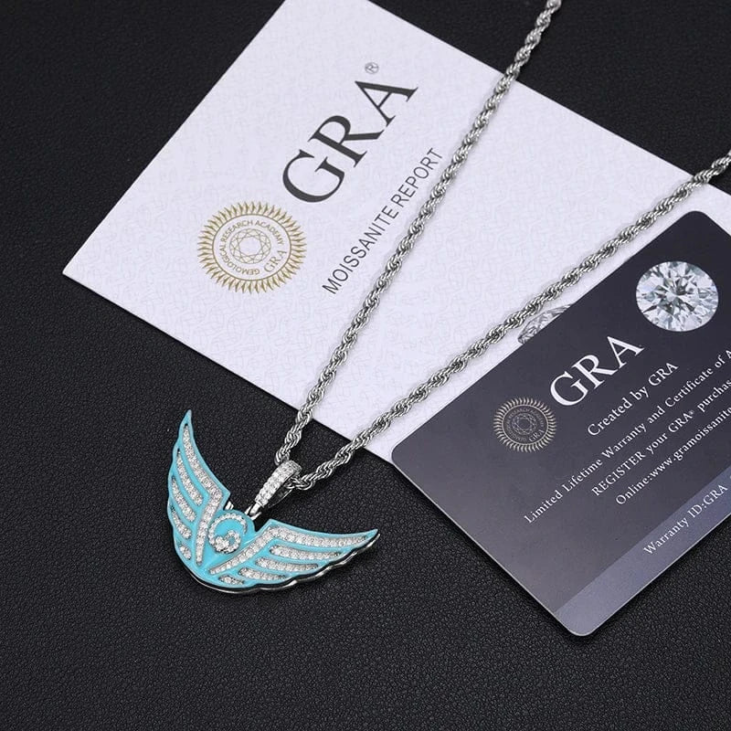 Moissanite Glow Winged Aura Pendant – “Ascendant Edition” - Shop Gold Supply
