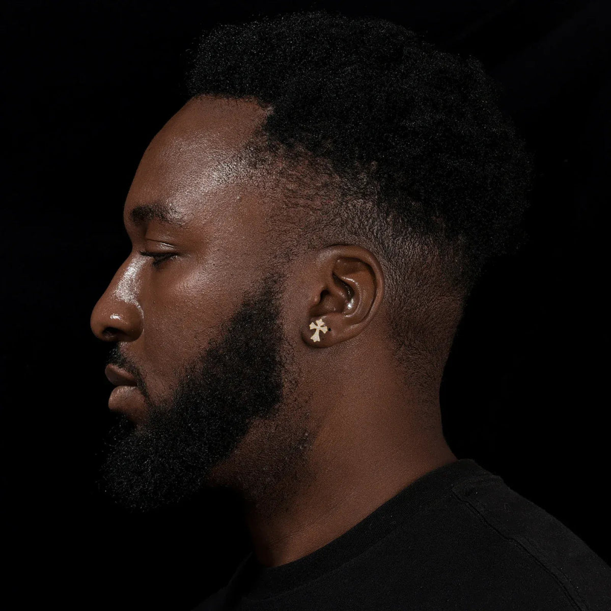 Moissanite Pavé Cross Stud Earrings – “Divine Ice” Edition Yellow Gold - Shop Gold Supply