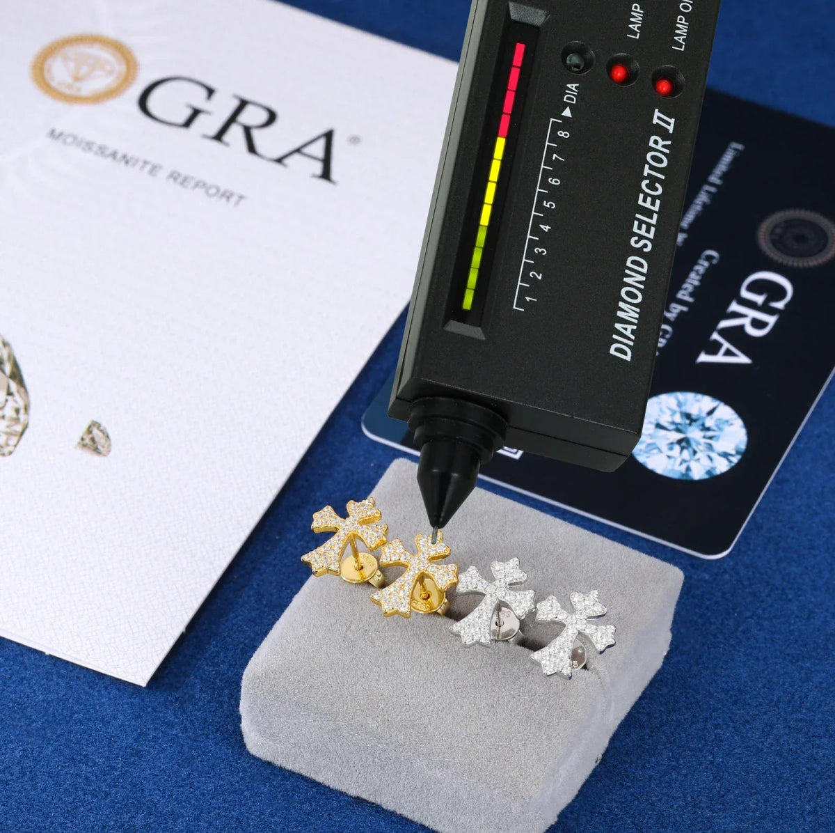 Moissanite Pavé Cross Stud Earrings – “Divine Ice” Edition Yellow Gold - Shop Gold Supply