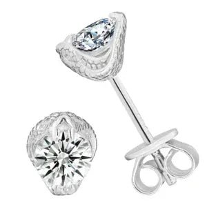 Moissanite Snakehead Stud Earrings – “Venom Strike” Edition White Gold - Shop Gold Supply