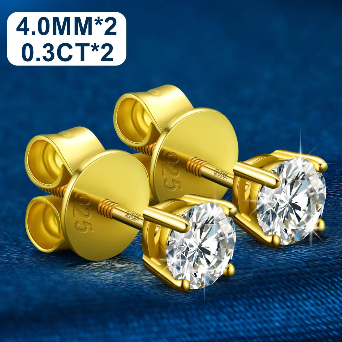 Moissanite Stud Earrings 3MM 925 Silver White Gold - Shop Gold Supply