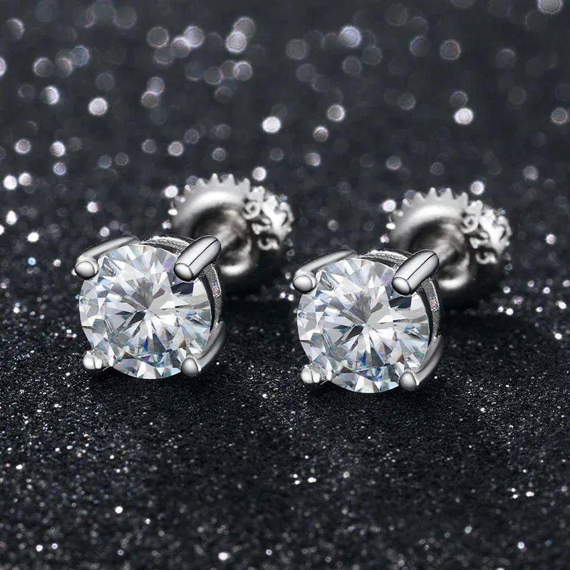 Moissanite Stud Earrings 3MM 925 Silver White Gold - Shop Gold Supply