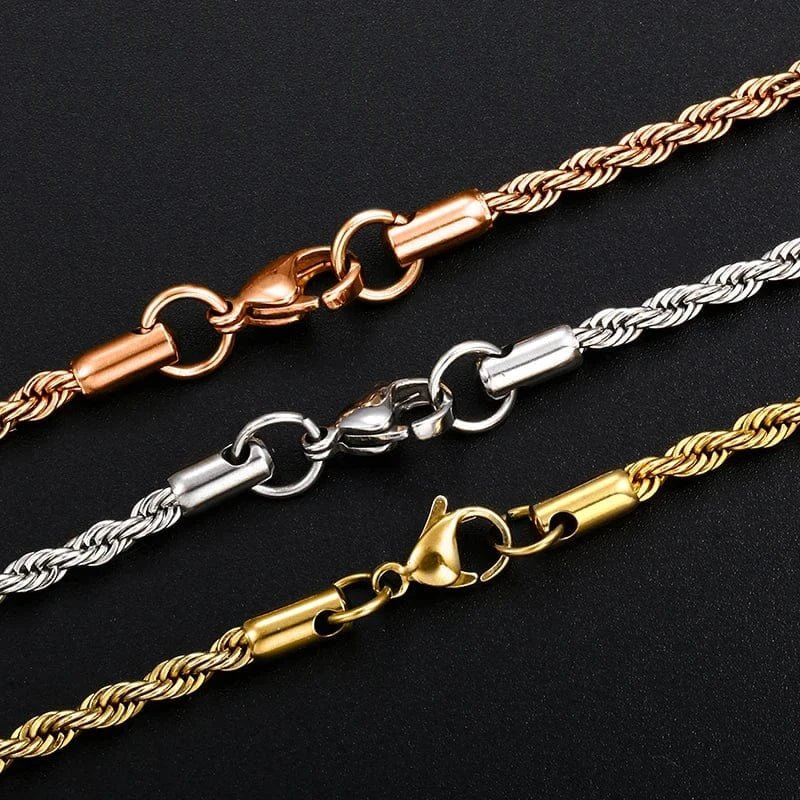 Never Tarnish 3MM Rope Chain – “Eternal Twist” Edition 18 IN White Gold - Shop Gold Supply