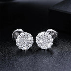 Round Halo Moissanite Stud Earrings – “Solar Burst” Edition White Gold - Shop Gold Supply