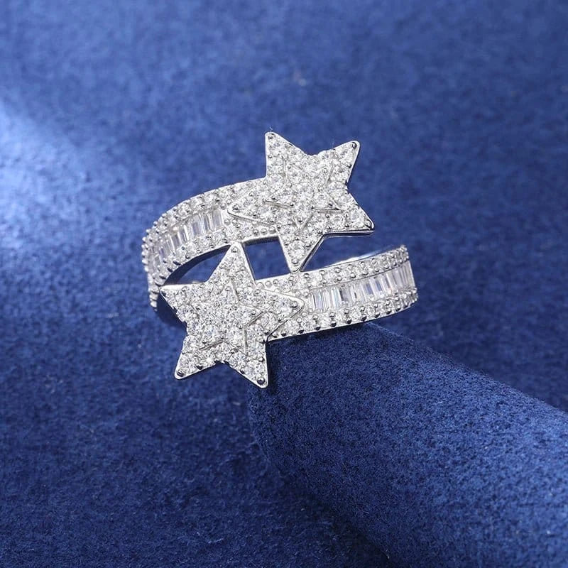 Moissanite / 7 Shooting Star Wrap Ring – “Cosmic Trail” Edition - The Gold Supply
