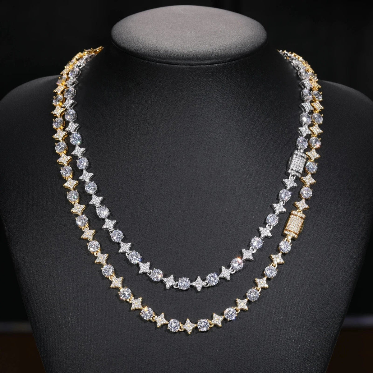 Starburst Tennis Bracelet – “Constellation Links” Edition White Gold 6MM S925 Moissanite 6 IN - Shop Gold Supply