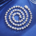 White Gold / Moissanite / 16 IN (Necklace) Starburst Tennis Chain – “Constellation Links” Edition - The Gold Supply