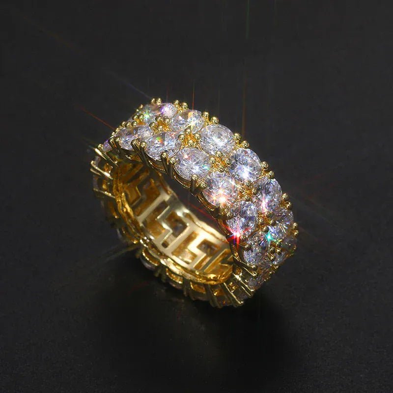 Two - Row Moissanite Band Ring – “Twinfire Ice” Edition Yellow Gold 8 - Shop Gold Supply