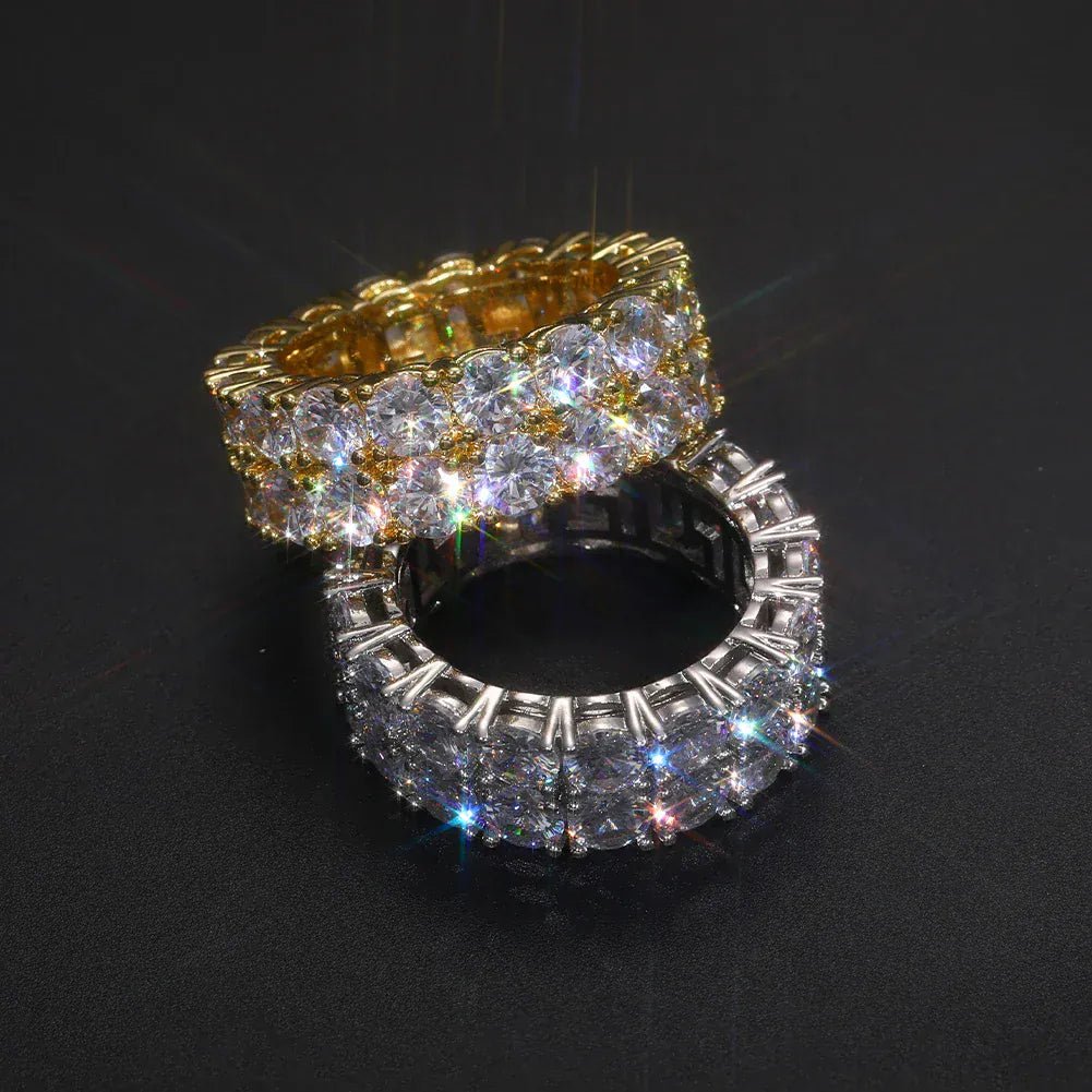 Two - Row Moissanite Band Ring – “Twinfire Ice” Edition Yellow Gold 8 - Shop Gold Supply