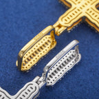 VVS Baguette Cross Pendant White Gold Moissanite FREE Never Tarnish Rope - Shop Gold Supply