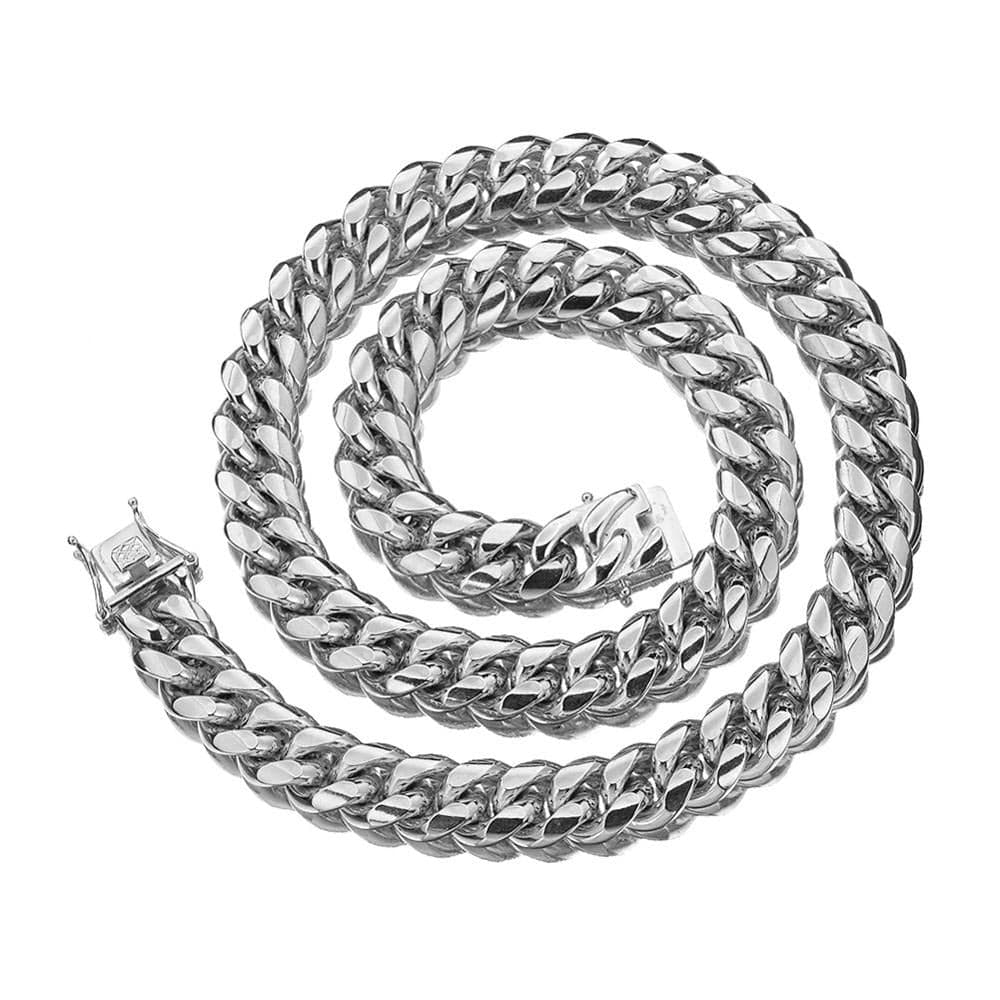 Cuban Chain Silver 8MM 18 IN - Shop Gold Supply