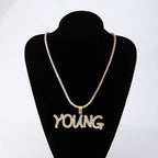 Custom Baguette Letter Necklace Gold Rope 18 IN - Shop Gold Supply