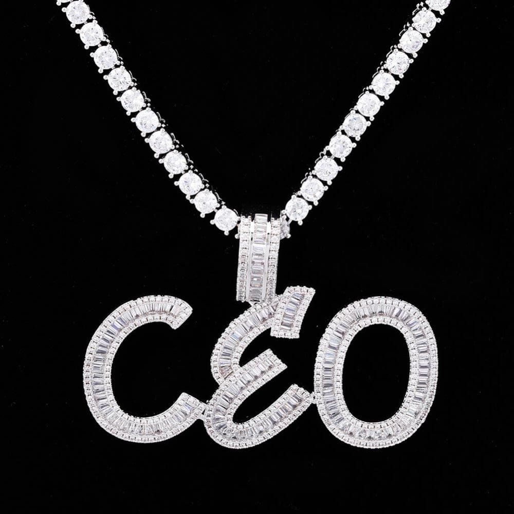 Custom Baguette Letter Necklace Gold Rope 18 IN - Shop Gold Supply