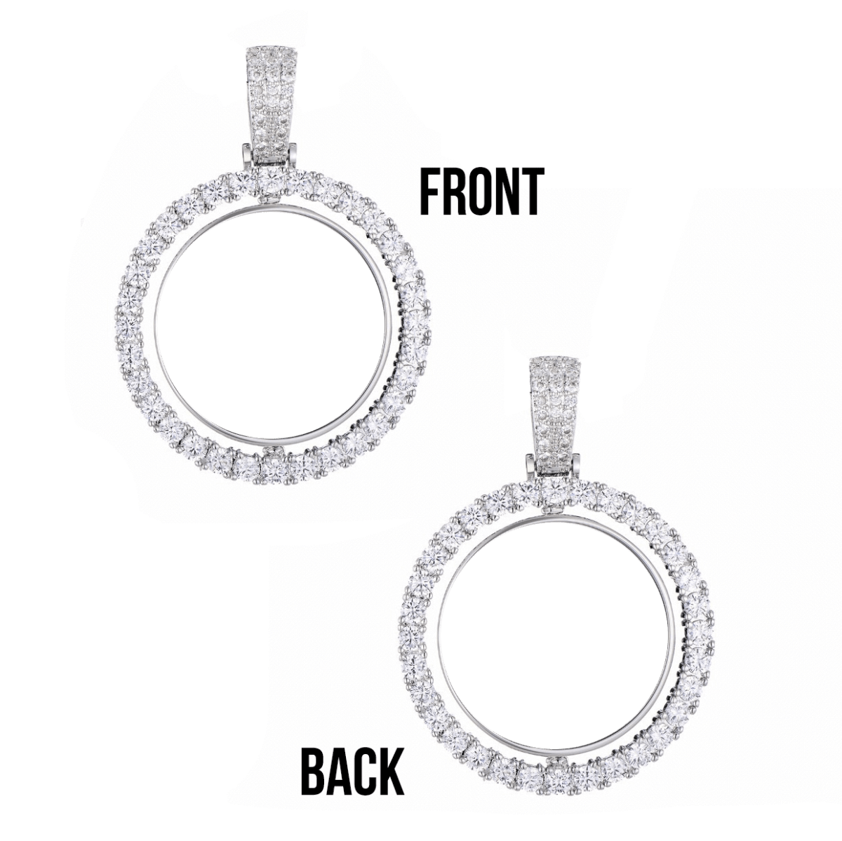 Custom Double Sided Photo Necklace Silver Rope 18 IN - Shop Gold Supply